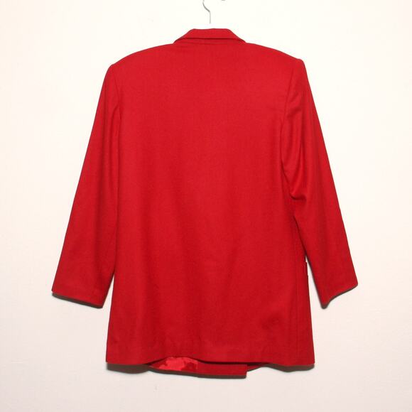 Vintage Michele Red Wool Double Breasted Boxy Blazer Size 8 - Picture 2 of 6
